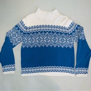 Knitted winter Christmas Turtleneck Baby Blue and white Sweater